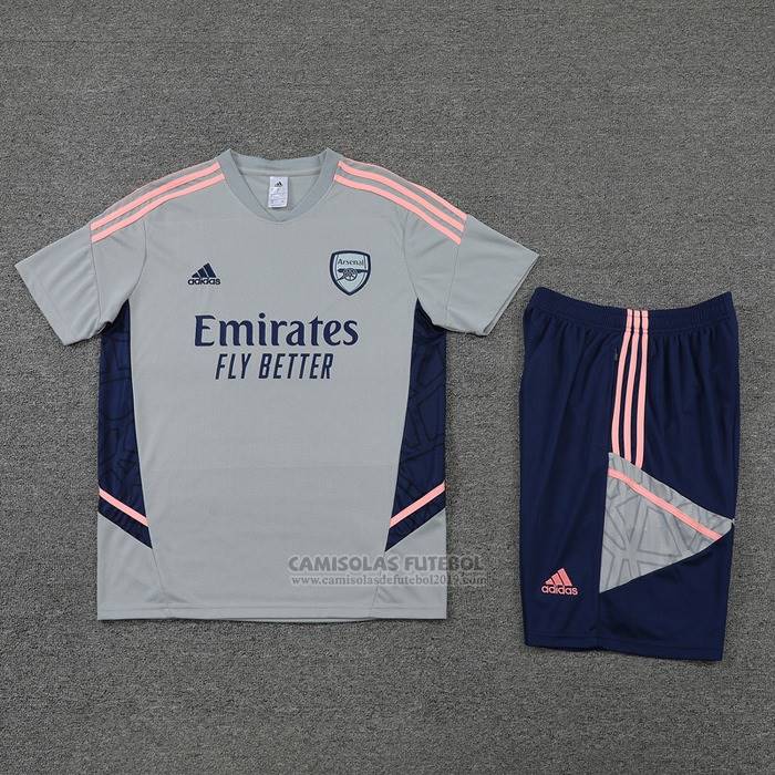 Fato de Treino Arsenal Manga Curta 2022-2023 Cinza - Calcas Curta